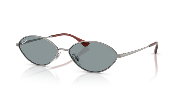 Okulary przeciwsłoneczne Ray-Ban RB 3757 004/2V z metalową oprawą w kolorze spiżu i lazurowymi soczewkami